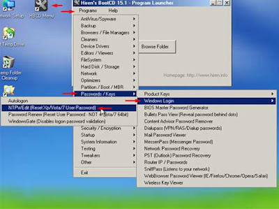 Cara Reset Password Windows 8.1 menggunakan Hiren's Boot CD