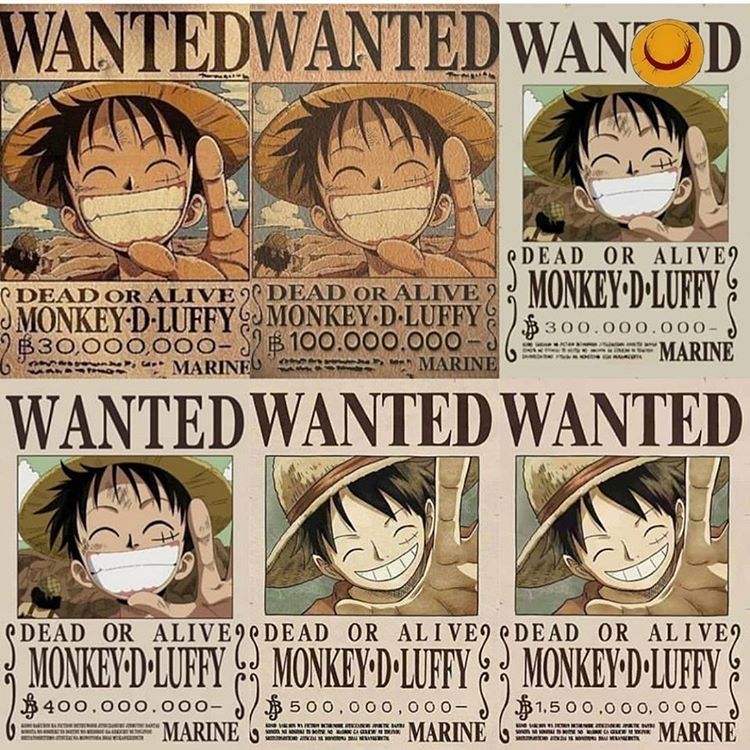 Los posters de recompensa de Luffy.