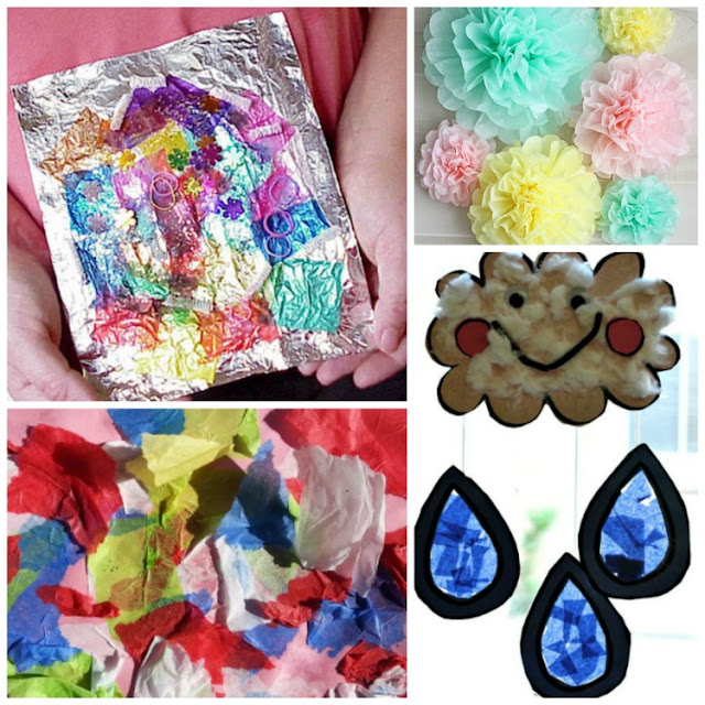 Over 30 Beautiful Tissue Paper Crafts For Kids. Suncatchers, flowers, collages, kid-made gifts, party decorations, process art, seasonal choices, and more!