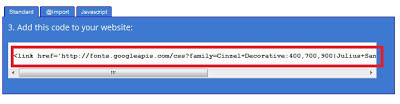 Kode font yang harus dipasang di blog