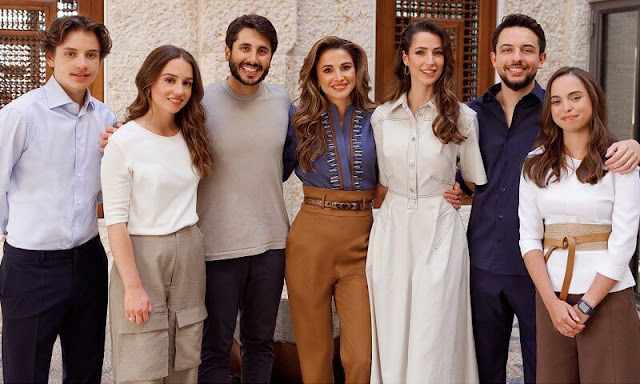 Queen Rania wore a new Triora embroidered blouse by Silvia Tcherassi. Princess Salma, Rajwa Al Saif, Princess Iman