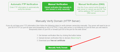 Click Manually Verify Domain