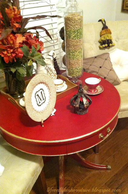 Annie Sloan Emperor's Silk Red Chalk Paint Table Makeover, gold gilding wax, tutorial, dark wax, diy