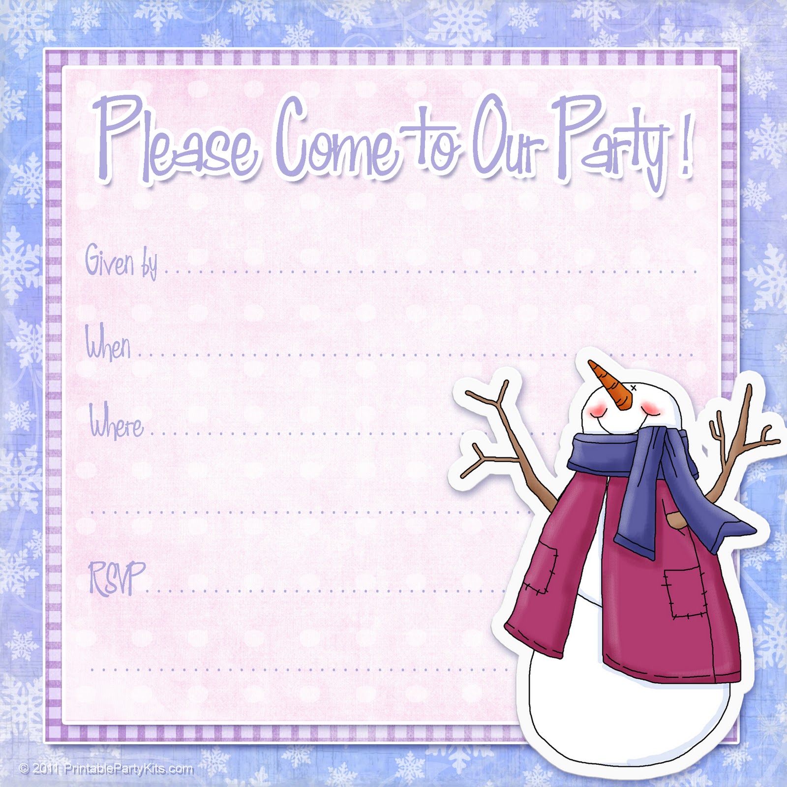 Click on the free printable snowman winter invitation template to see ...