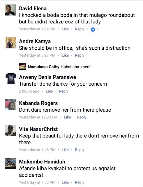 Lol... Male motorists in Uganda demand removal of pretty traffic warden from a road, say she is a distraction