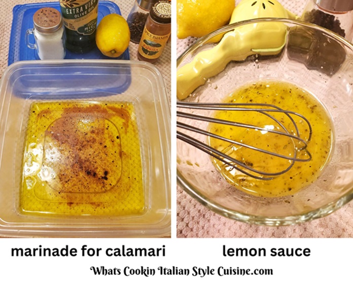 Grilled Calamari marinade for calamari and lemon sauce collage