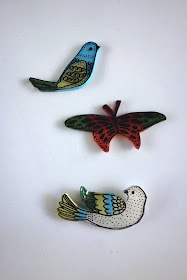 Shrinky Dinks tutorial, crafting with Shrinky Dinks, blah to TADA, handmade pins, DIY pins, Sharpie crafts, shrinking plastic crafts, toaster crafts, acrylic paint, bar pins, birds, butterflies