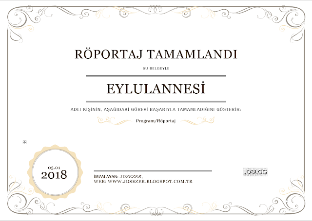 Eylül Annesi için B-Sertifika Katılım Belgesi