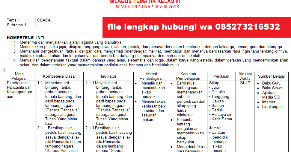Silabus Bahasa Indonesia Smp Kelas 7 Semester 2 Revisi ...