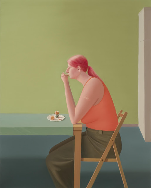 Prudence Flint, pinturas, imagenes de soledad femenina bonitas, chidas de arte inspirador, mujer desayunando,