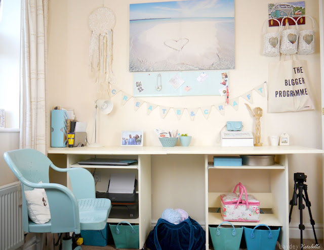 bllue and cream craft room