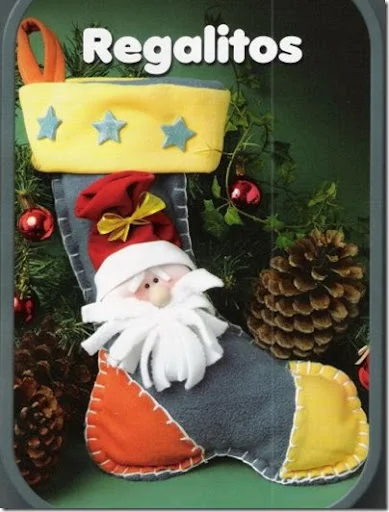 Manualidad bota con papá Noel de forro Polar