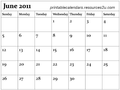 blank calendar 2011 june. Calendar 2011 June printable