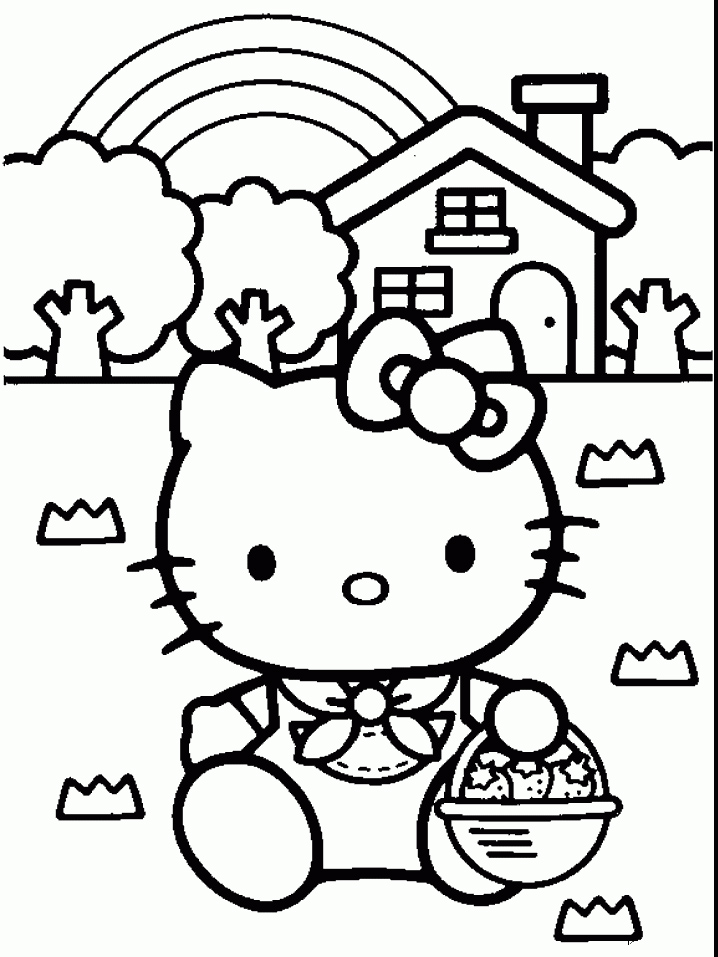 Free Coloring Pages: Hello Kitty Easter Coloring Pages