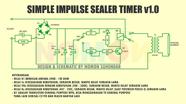 skema timer alat press plastik, skema timer impulse sealer, skema timer sealer plastik