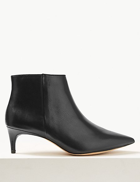 marks and spencer wide fit leather kitten heel ankle boots