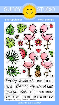 Sunny Studio Stamps: Fabulous Flamingos 4x6 Photopolymer Clear Stamps