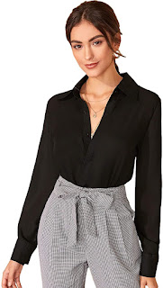 Office Work Black Women's Blouse Shirts