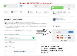 Como colocar o cupom de desconto Curso EMA Estratégia Milionária para Afiliados Gian Garcia Afiliado Foguete