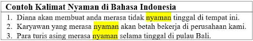 25 contoh kalimat dengan kata nyaman di bahasa Indonesia