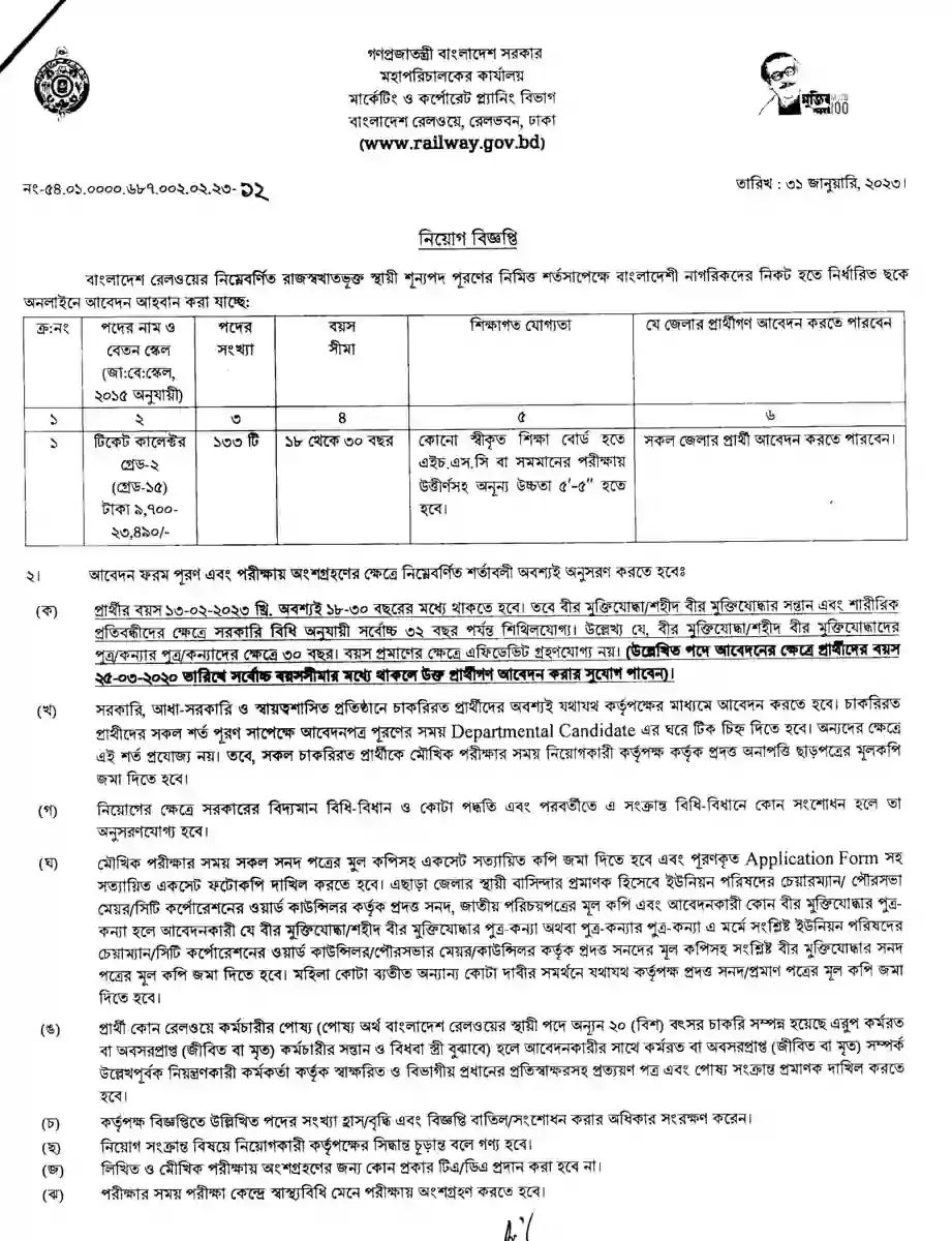 Bangladesh Railway Job Circular 2023