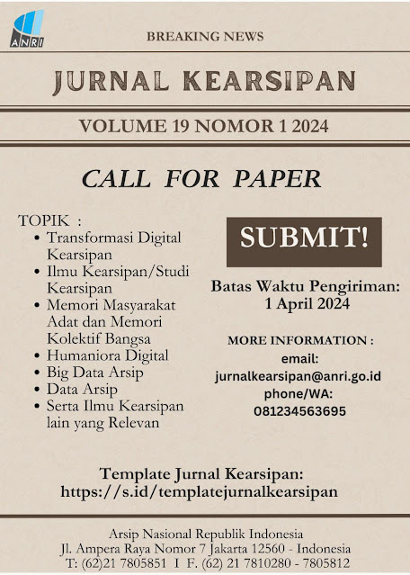 CALL FOR PAPER JURNAL KEARSIPAN ANRI