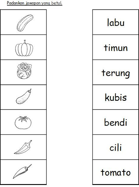 BAHASA MALAYSIA PRASEKOLAH Latihan Sayur sayuran 