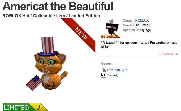 Unofficial Roblox New Limited Items On Roblox July The 4th - 
