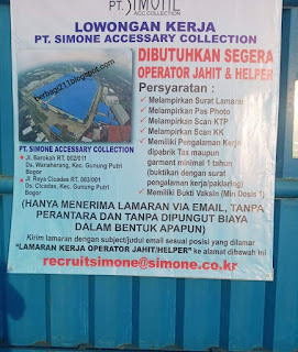 Lowongan Kerja PT Simone Accessary Collection