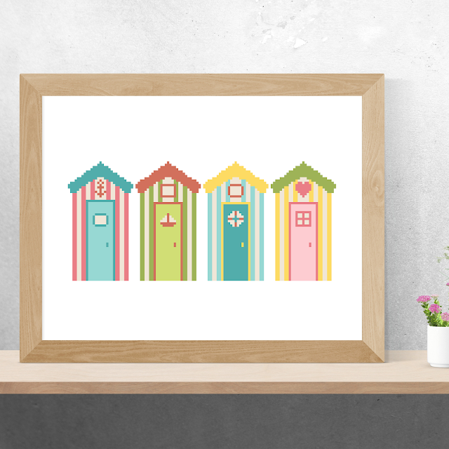 Beach Huts Set Cross Stitch Pattern