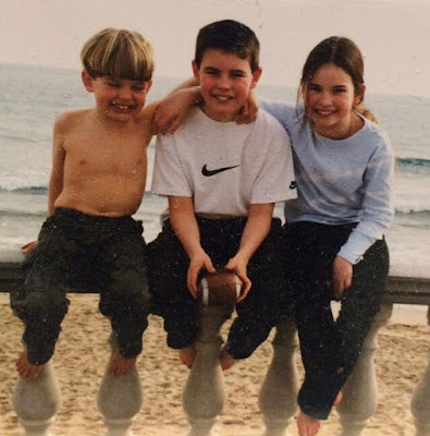 Lily James with her siblings at childhood age