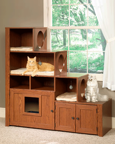 Pet Cute Room: Wood Litter Cabinets Keep Cats and Owners Happy