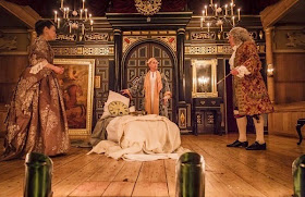 Melody Grove, Mark Rylance, Edward Peel - Farinelli and the King - Sam Wanamaker Playhouse - photo Marc Brenner