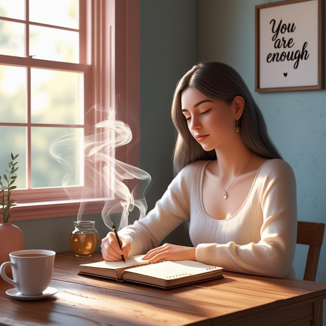 Woman journaling for emotional healing after breakup