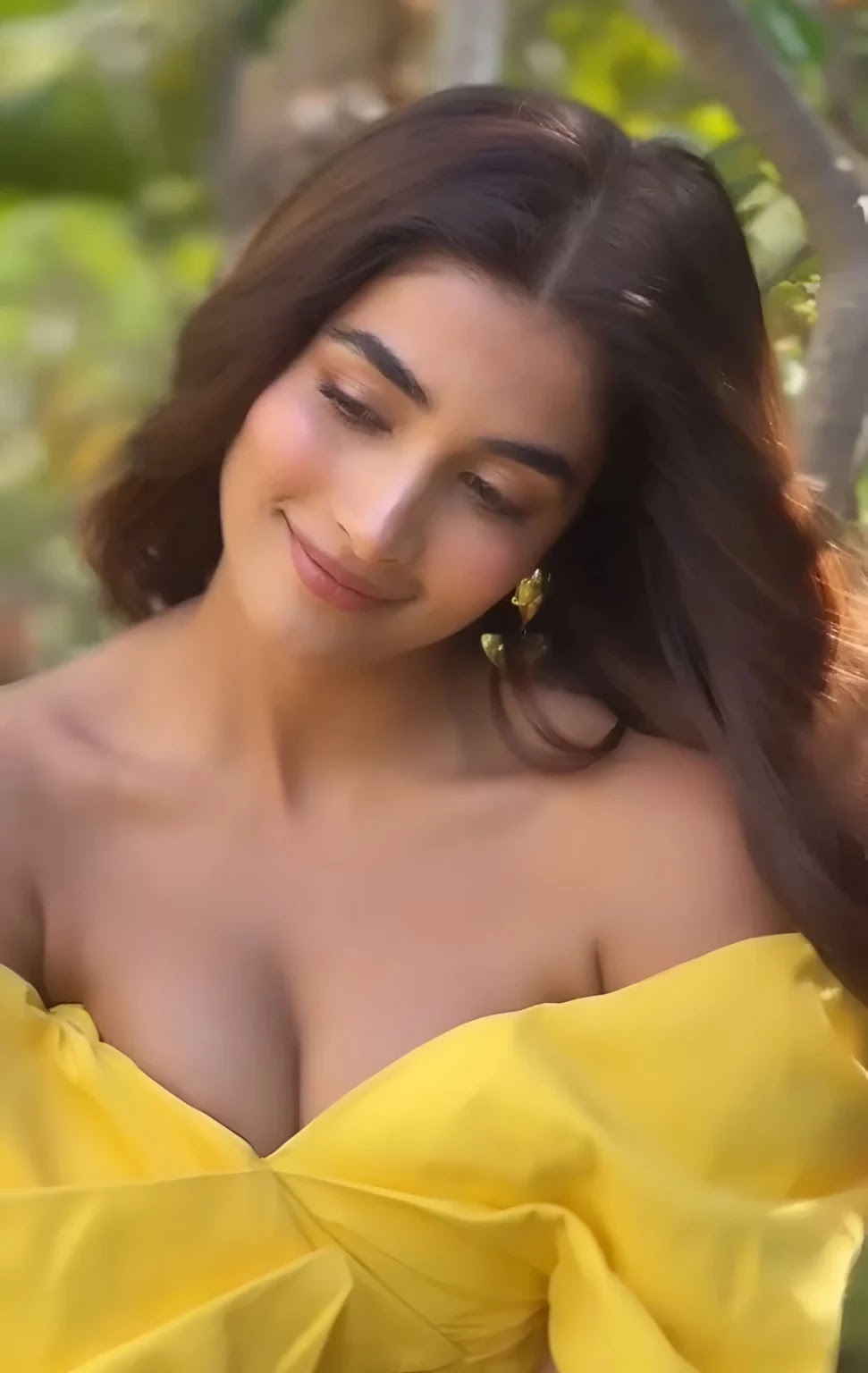 Actress Pooja Hegde Photoshoot Pics in Yellow Dress