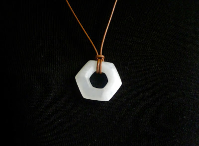 Pink Onyx pendant Made to commemorate the silver wedding Hexagon also serves as an amulet