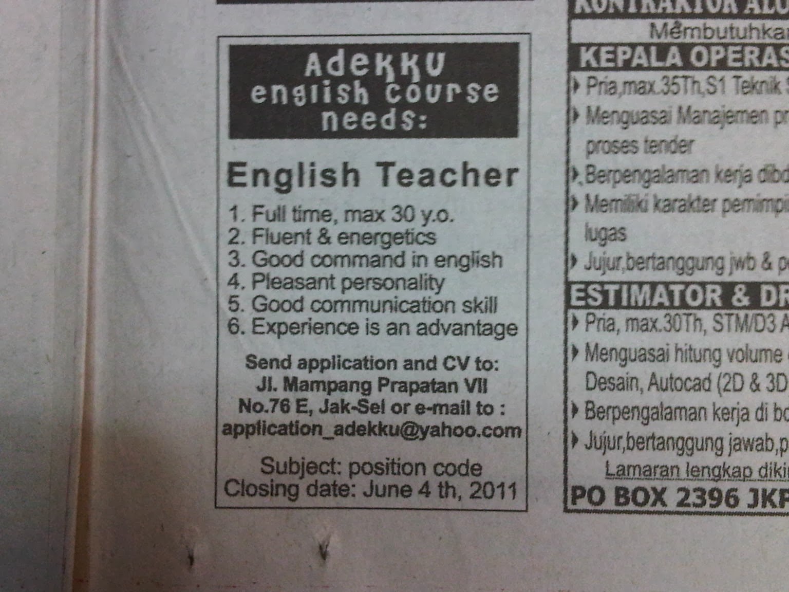 Application Letter for Job Vacancy