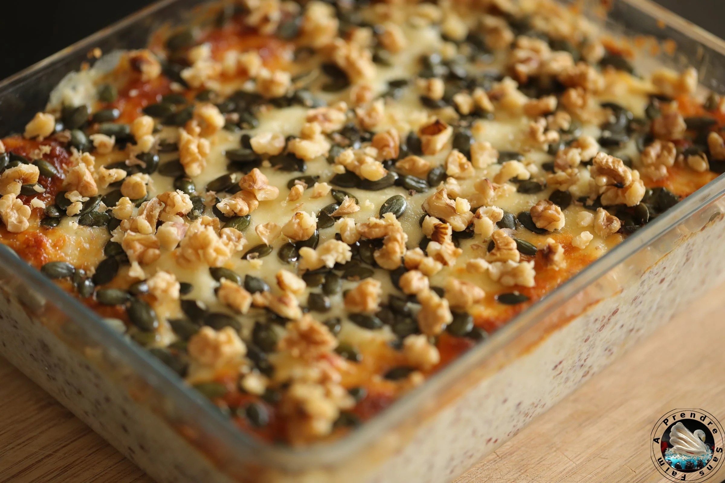 Gratin de chou fleur au Roquefort, noix, quinoa et graines de tournesol