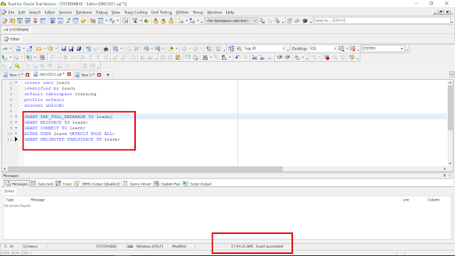 Cara Mudah Membuat Tablespace dan User/ Schema  Baru di Oracle