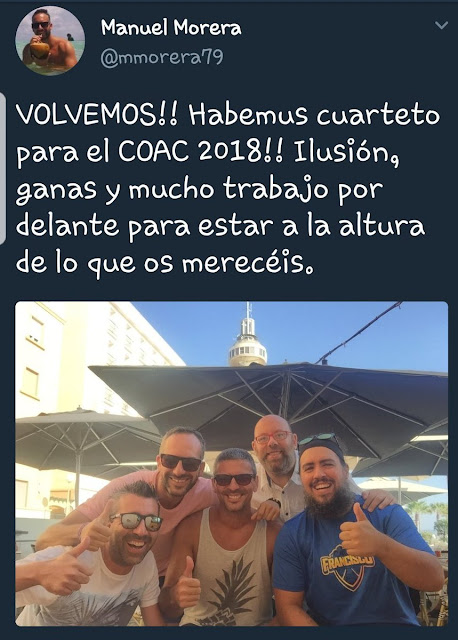 Para el COAC 2018 vuelve el Cuarteto del Morera