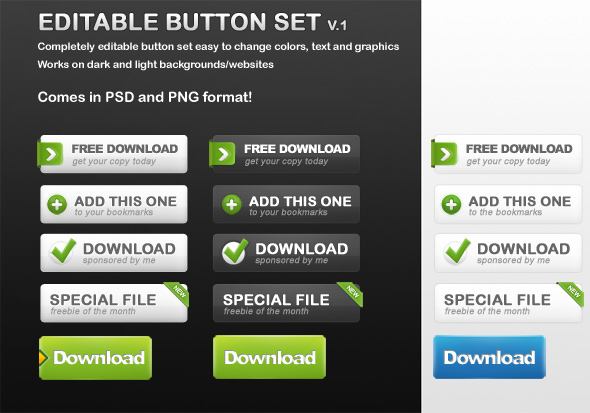 Editable Website Button Set