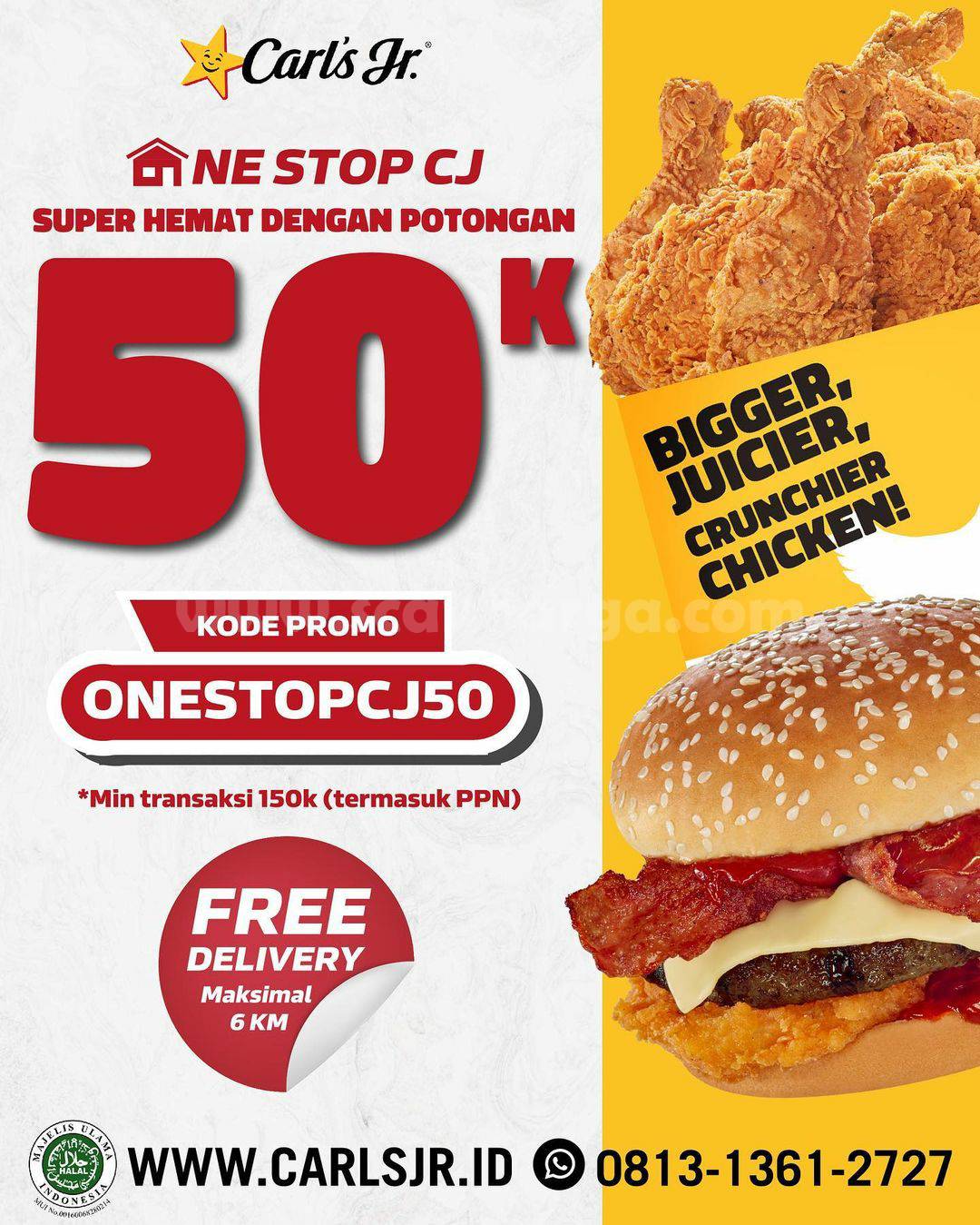 Promo Carls Jr Dapatkan Potongan Hemat 50K via One Stop CJ