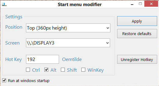 Use Both the Desktop and Modern UI Start Menu in the Same Screen Start Menu Modifier