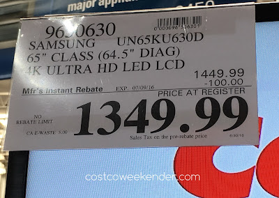 Costco 9650950 - Deal for the Samsung UN65KU630D 4K UHD TV at Costco