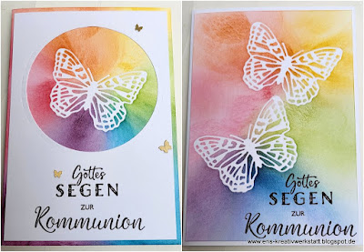 Regenbogen-Schmetterlinge zur Kommunion auf der Karte Stampin' Up! www.eris-kreativwerkstatt.blogspot.de