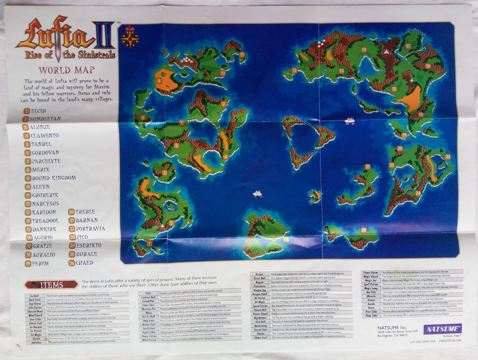 El Pequeño Rincón de los Grandes RPG - Lufia 2: Rise of the Sinistrals - Mapa colección cara A