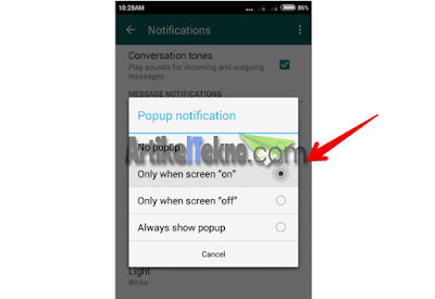 Mengaktifkan notifikasi popup whatsapp