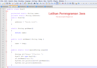 Contoh Soal Latihan Quiz Pemrograman Java