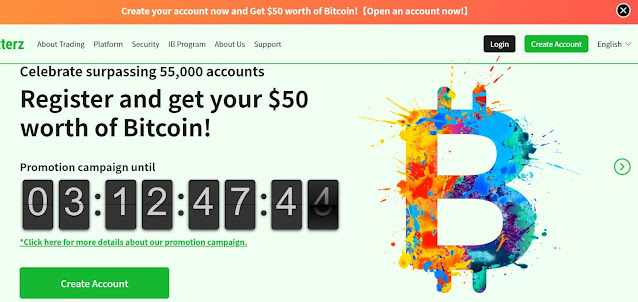 We just discovered a limited time account opening promotion from a crypto CFD exchange based in Japan called Bitterx. You can earn USD 50 worth of BTC from just account registration and passing KYC, without any deposit!