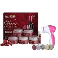 NutriGlow Instant Glow Beauty Wine Facial kit with Goodness Of Red Grape Extracts, All Type of Skin Solution for men & women 260 gm With Free 5 in 1 Face Massager for Facial for Women & Men